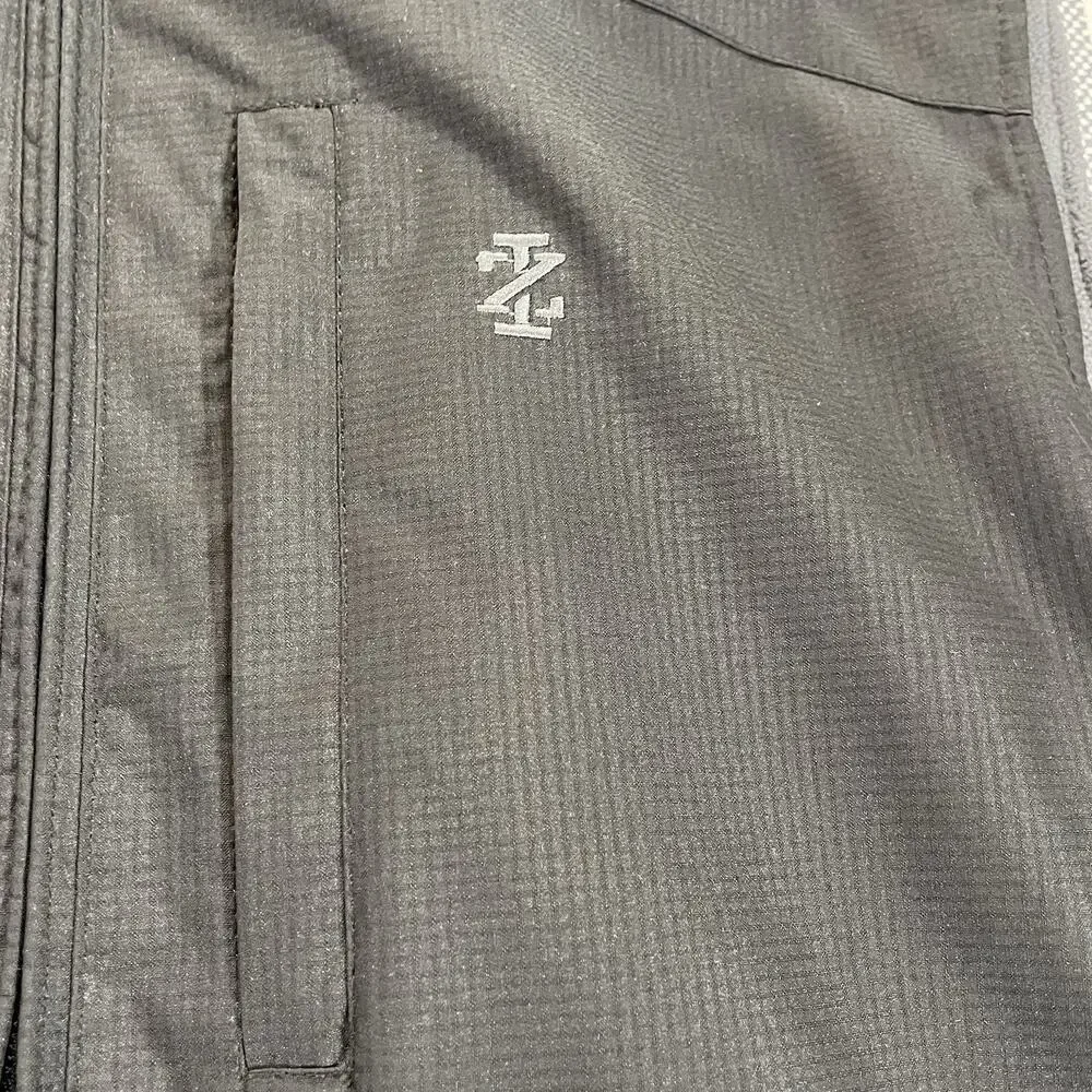 Izod Windbreaker Vest Men's Medium Black Fleece Lined Full Zip Golf Media Pocket